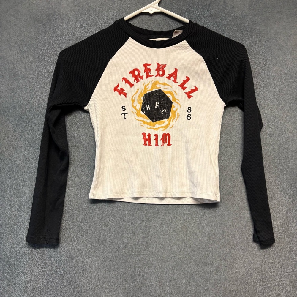 Netflix x H&M Fireball Him Raglan Shirt Girls Long Sleeve Stranger Things